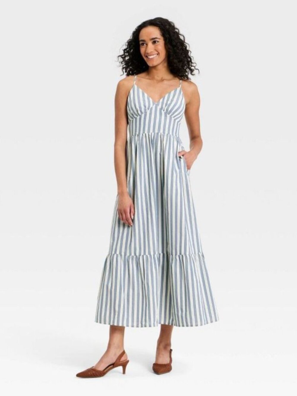 Universal Thread Blue and White Striped Dress Size L EUC
